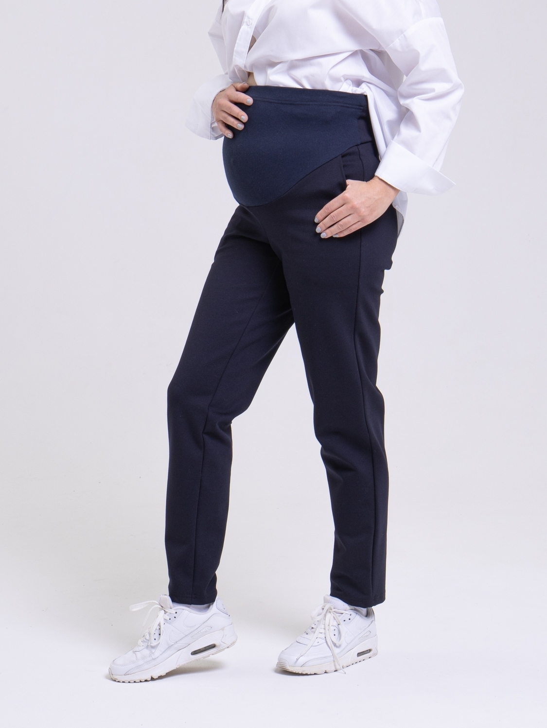Euromama брюки прямые высокая спинка джерси с начесом ем 3231, 42, темно-синий